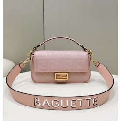 Replica Borsa in tela Fendi Baguette media FF 8BR600 Rosa