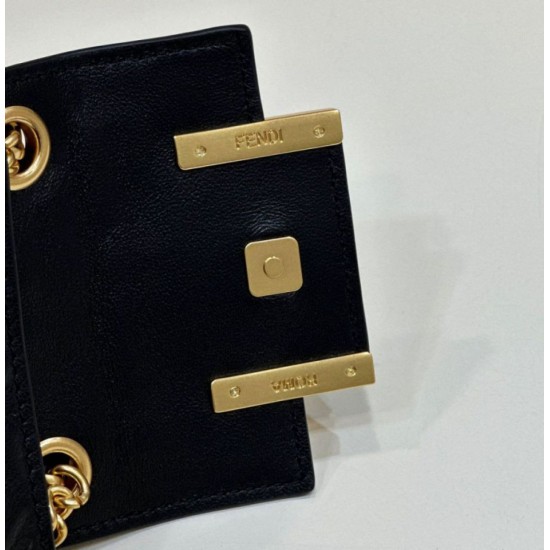 Replica Borsa mini Fendi Nano Baguette FF in tela Nera