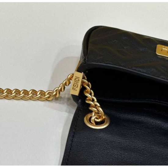 Replica Borsa mini Fendi Nano Baguette FF in tela Nera