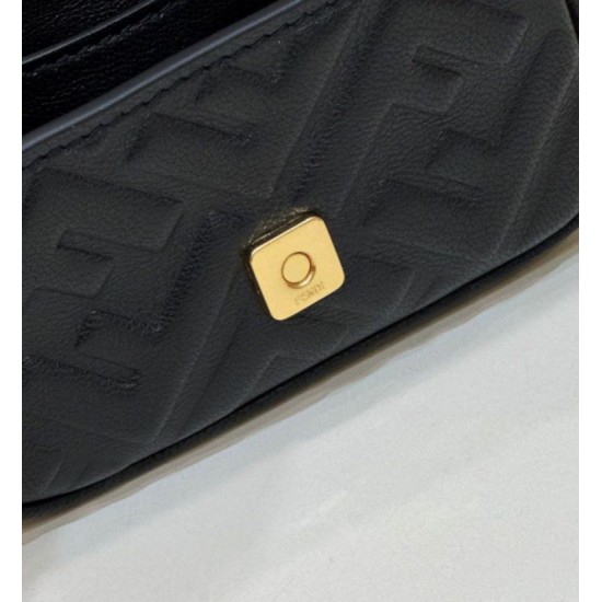 Replica Borsa mini Fendi Nano Baguette FF in tela Nera