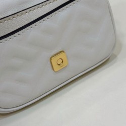 Replica Borsa mini Fendi Nano Baguette FF in tela Bianca