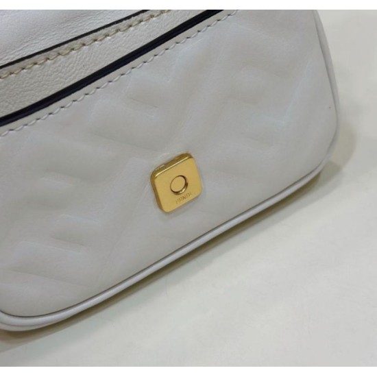 Replica Borsa mini Fendi Nano Baguette FF in tela Bianca
