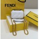 Replica Borsa mini Fendi Nano Baguette FF in tela Bianca