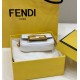 Replica Borsa mini Fendi Nano Baguette FF in tela Bianca