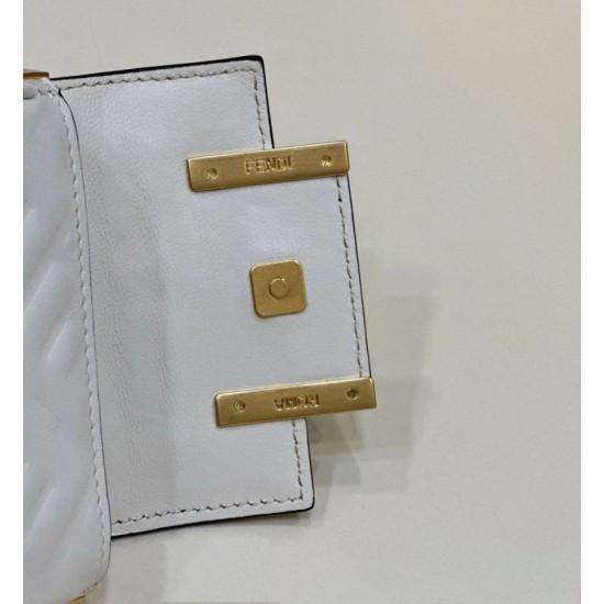 Replica Borsa mini Fendi Nano Baguette FF in tela Bianca