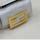 Replica Borsa mini Fendi Nano Baguette FF in tela Bianca