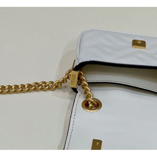 Replica Borsa mini Fendi Nano Baguette FF in tela Bianca