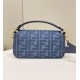 Replica Borsa media Fendi Baguette Jacquard FF in tessuto 8BR600 Blu