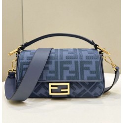 Replica Borsa media Fendi Baguette Jacquard FF in tessuto 8BR600 Blu