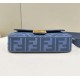 Replica Borsa media Fendi Baguette Jacquard FF in tessuto 8BR600 Blu