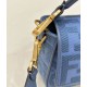 Replica Borsa media Fendi Baguette Jacquard FF in tessuto 8BR600 Blu