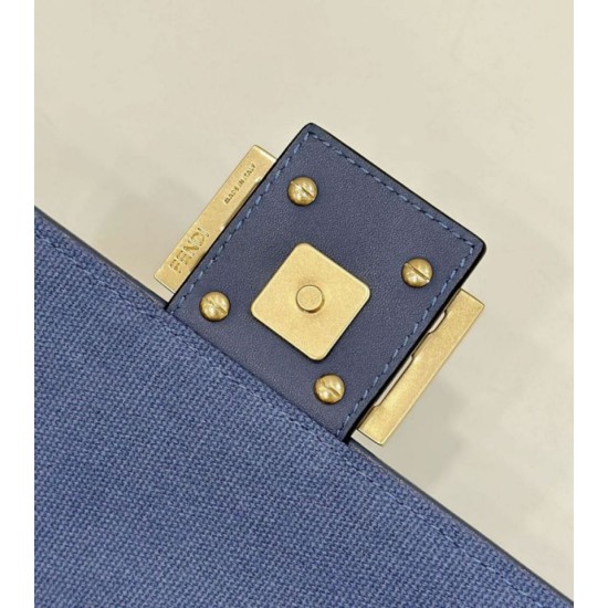 Replica Borsa media Fendi Baguette Jacquard FF in tessuto 8BR600 Blu
