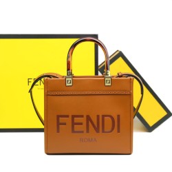 Replica Borsa tote Fendi Sunshine piccola shopper Marrone