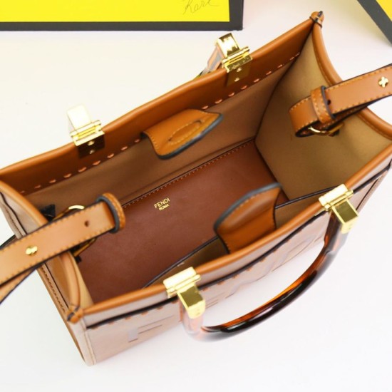 Replica Borsa tote Fendi Sunshine piccola shopper Marrone