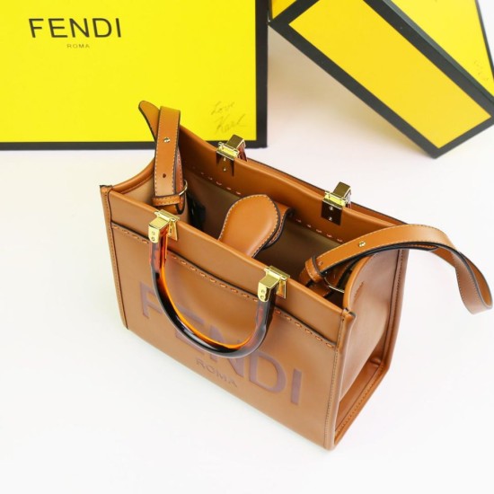Replica Borsa tote Fendi Sunshine piccola shopper Marrone