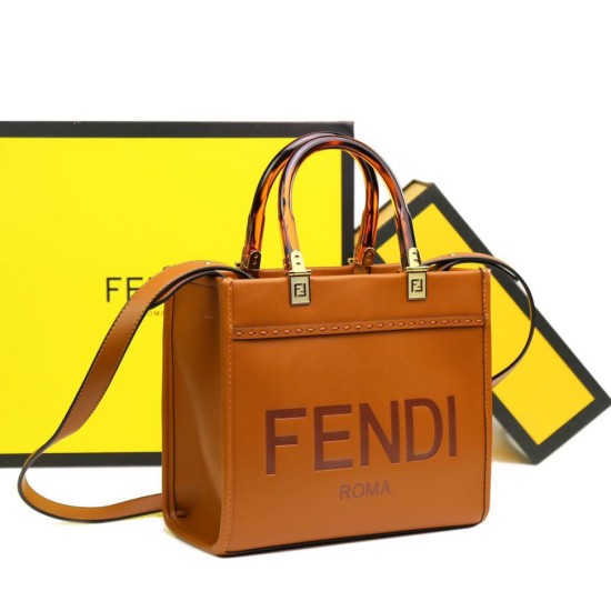 Replica Borsa tote Fendi Sunshine piccola shopper Marrone