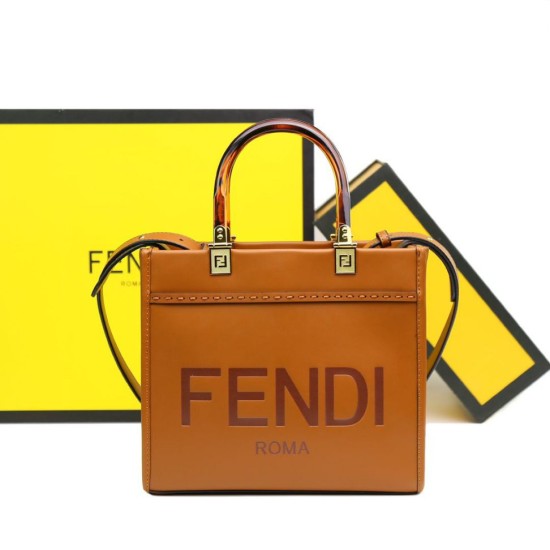 Replica Borsa tote Fendi Sunshine piccola shopper Marrone