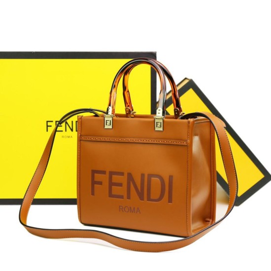 Replica Borsa tote Fendi Sunshine piccola shopper Marrone