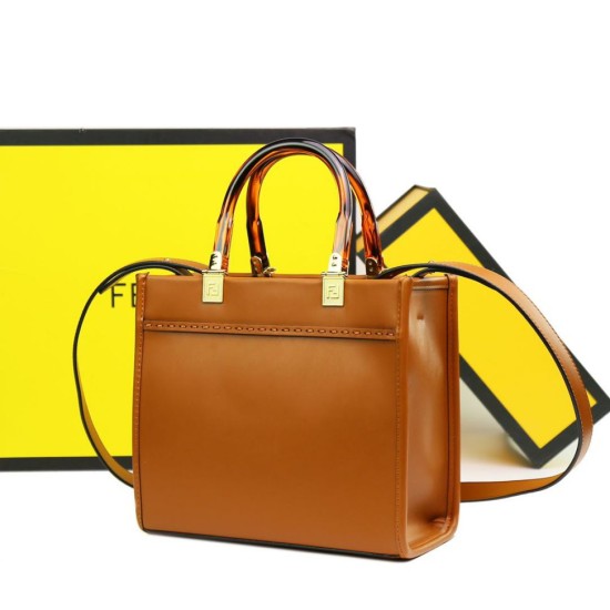 Replica Borsa tote Fendi Sunshine piccola shopper Marrone