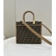 Replica Borsa Fendi Sunshine Small Shopper Tote FF in tessuto jacquard Marrone