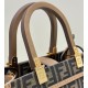 Replica Borsa Fendi Sunshine Small Shopper Tote FF in tessuto jacquard Marrone