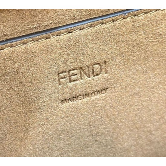 Replica Borsa Fendi Sunshine Small Shopper Tote FF in tessuto jacquard Marrone