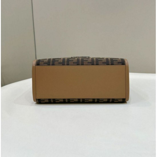 Replica Borsa Fendi Sunshine Small Shopper Tote FF in tessuto jacquard Marrone