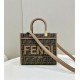 Replica Borsa Fendi Sunshine Small Shopper Tote FF in tessuto jacquard Marrone