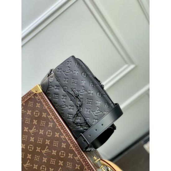 Replica Borsa da uomo Louis Vuitton Steamer Messenger M23742 Monogram Taurillon Nero