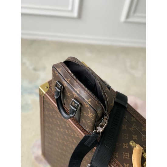 Replica Borsa da uomo Louis Vuitton Nano Porte Documents Voyage M82770 Monogram Macassar