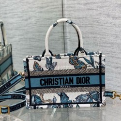 Replica Dior Mini Book Tote con tracolla Toile de Jouy Mexico Ricamo Blu