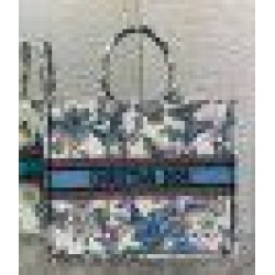Replica Borsa tote grande per libri Dior Toile de Jouy Mexico ricamo bianco/blu