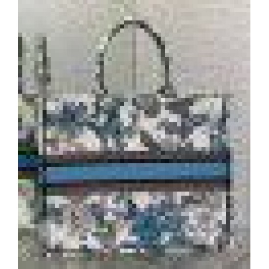 Replica Borsa tote grande per libri Dior Toile de Jouy Mexico ricamo bianco/blu