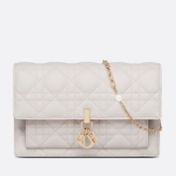 Replica Pochette Dior Lady Dior con catena Cannage bianca
