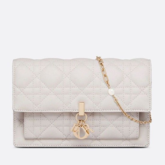 Replica Pochette Dior Lady Dior con catena Cannage bianca