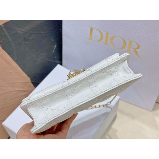 Replica Pochette Dior Lady Dior con catena Cannage bianca