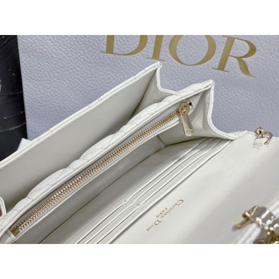 Replica Pochette Dior Lady Dior con catena Cannage bianca