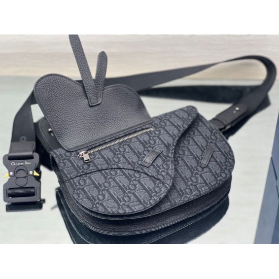 Replica Custodia da uomo Dior Saddle Dior Oblique Jacquard nera