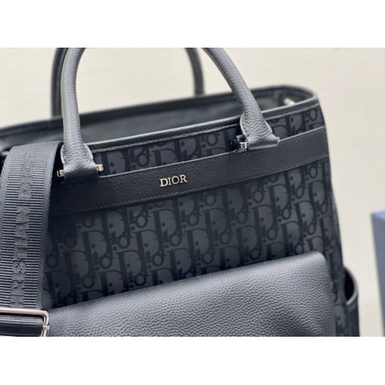 Replica Borsa tote Dior Explorer Tessuto tecnico Dior Oblique Mirage Nero