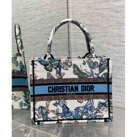 Replica Borsa tote Christian Dior piccola Dior Book ricamata con un blu notte bianco e pastello