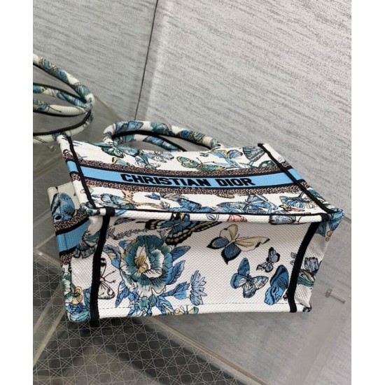 Replica Borsa tote Christian Dior piccola Dior Book ricamata con un blu notte bianco e pastello