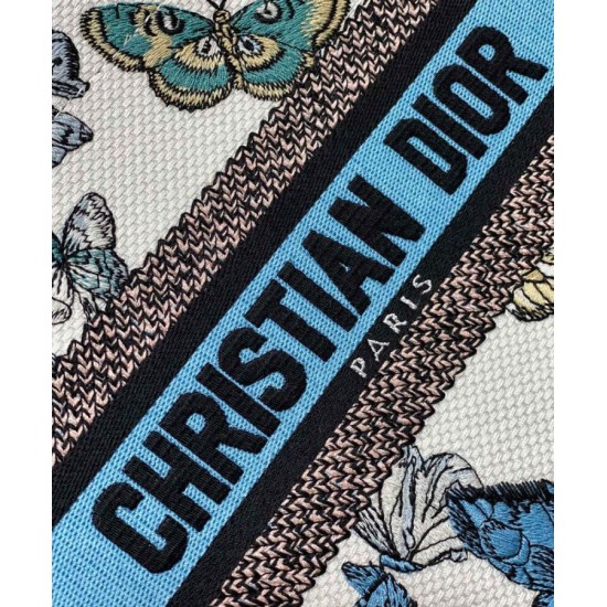 Replica Borsa tote Christian Dior piccola Dior Book ricamata con un blu notte bianco e pastello