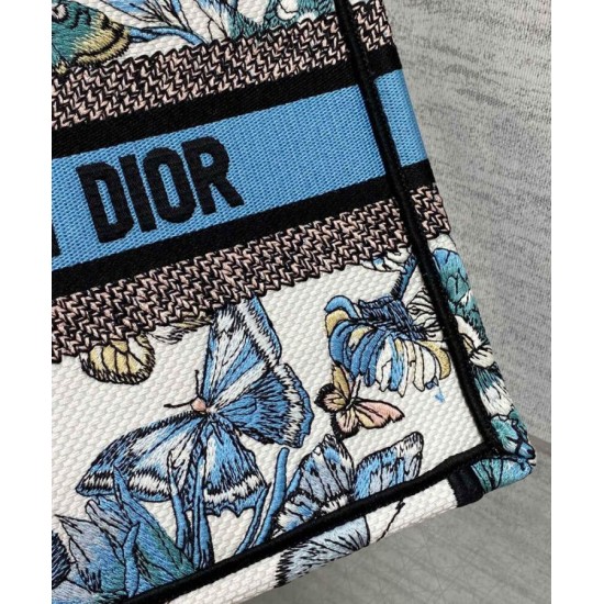 Replica Borsa tote Christian Dior piccola Dior Book ricamata con un blu notte bianco e pastello