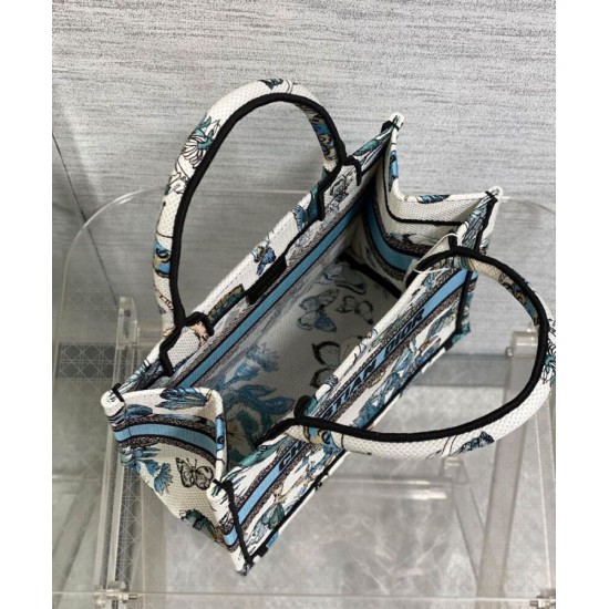 Replica Borsa tote Christian Dior piccola Dior Book ricamata con un blu notte bianco e pastello