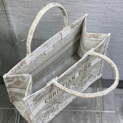 Replica Christian Dior Borsa tote media Dior Book dorata Con motivo Butterfly Around The World color oro e bianco
