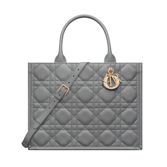 Replica Christian Dior Borsa tote media Dior Book Grigia Motivo Macrocannage