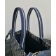Replica Christian Dior Borsa tote media Dior Book Blu scuro Ricami Dior Oblique e pelle di vitello