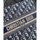 Replica Christian Dior Borsa tote media Dior Book Blu scuro Ricami Dior Oblique e pelle di vitello