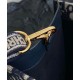 Replica Christian Dior Borsa tote media Dior Book Blu scuro Ricami Dior Oblique e pelle di vitello