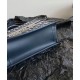 Replica Borsa tote Christian Dior piccola Dior Book Ricami Dior Oblique blu scuro e pelle di vitello